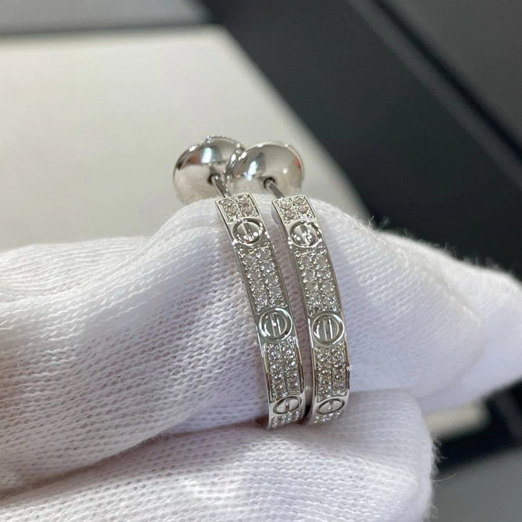 [LUXE JEWELRY] LOVE EARRINGS 3.6MM DIAMOND PAVED