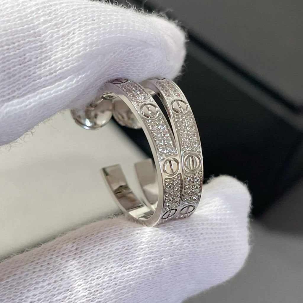 [LUXE JEWELRY] LOVE EARRINGS 3.6MM DIAMOND PAVED