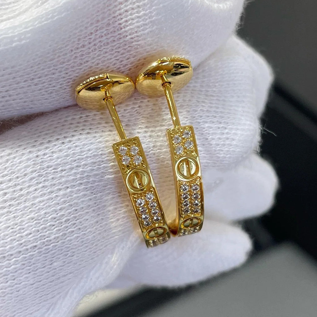 [LUXE JEWELRY] LOVE EARRINGS 3.6MM DIAMOND PAVED