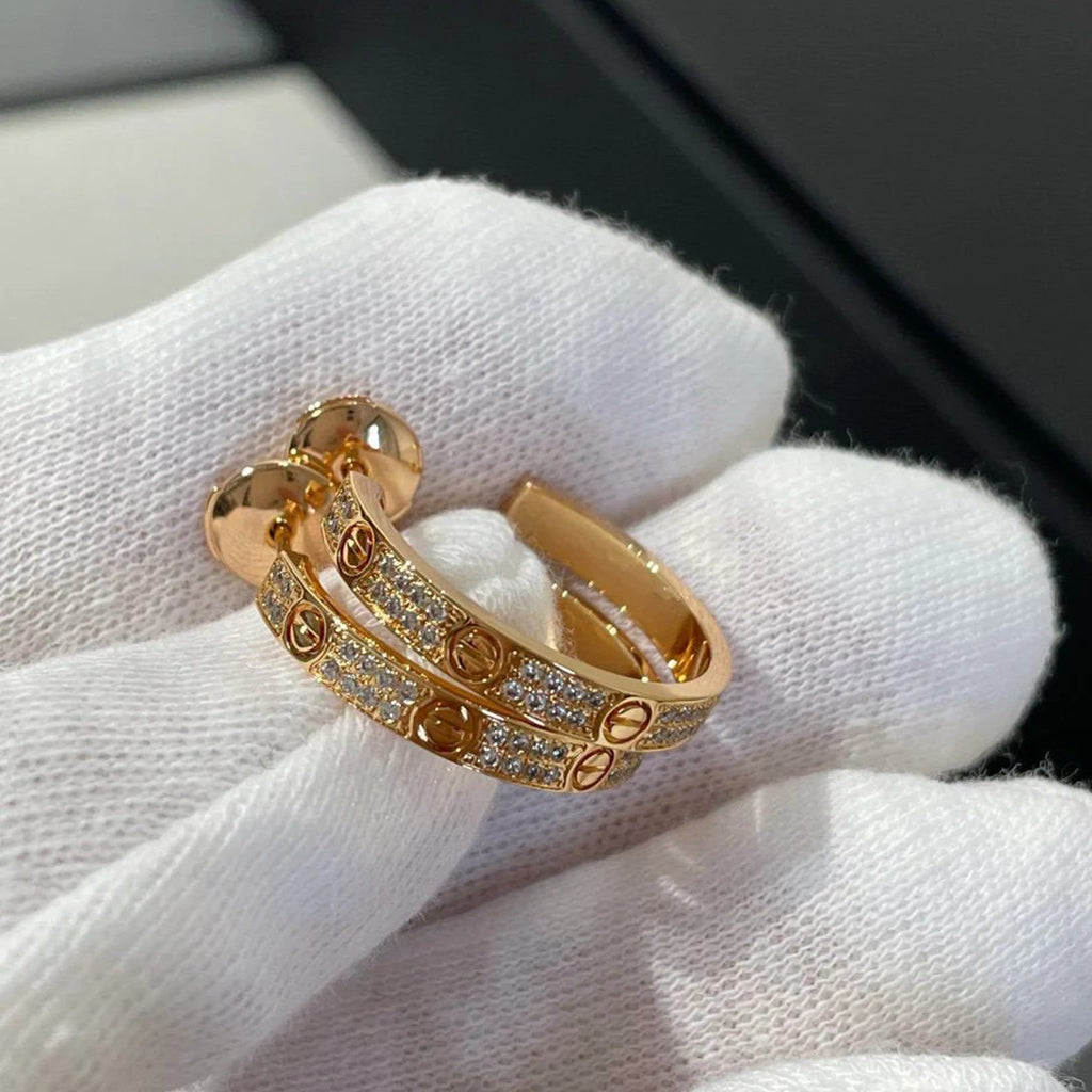 [LUXE JEWELRY] LOVE EARRINGS 3.6MM DIAMOND PAVED