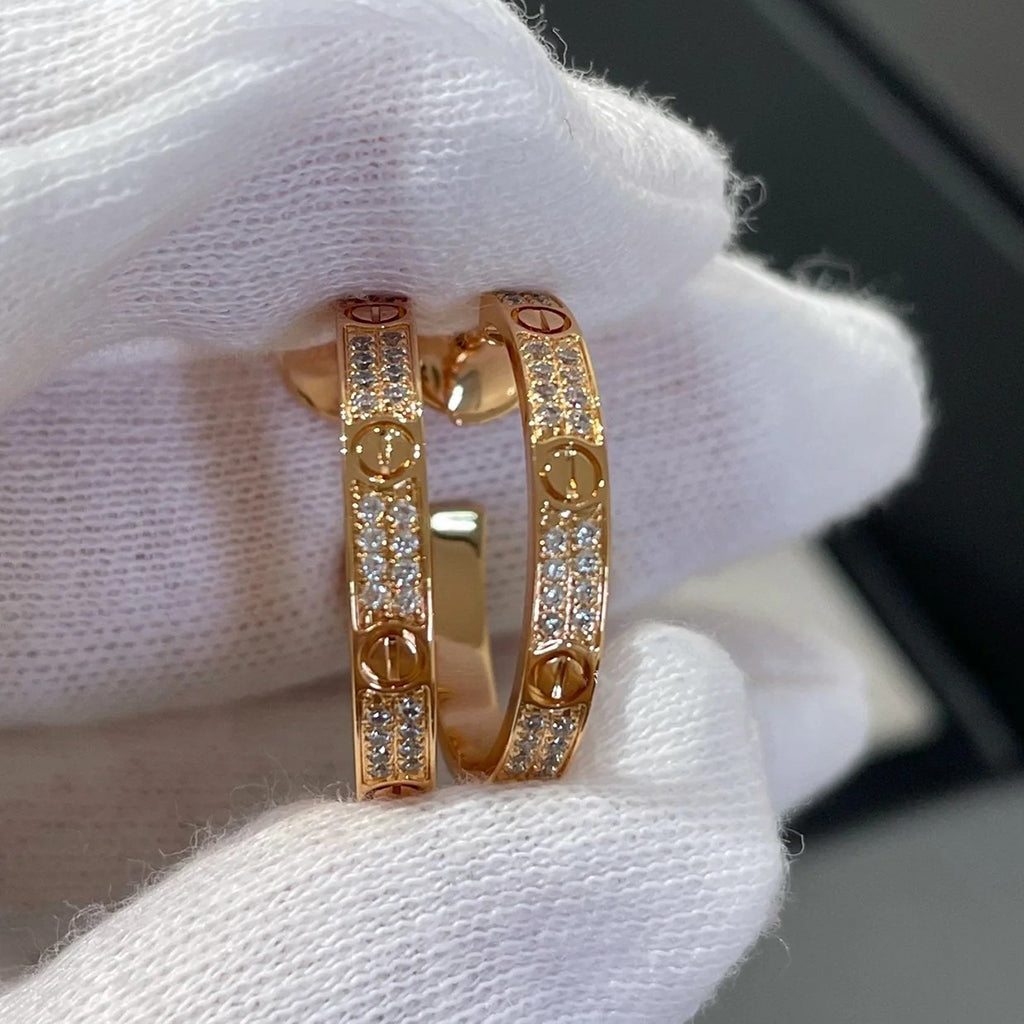 [LUXE JEWELRY] LOVE EARRINGS 3.6MM DIAMOND PAVED