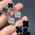 [LUXE JEWELRY]CLOVER 3 MOTIF DIAMOND ONYX SILVER EARRINGS