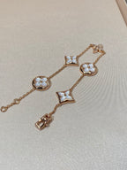 [LUXE JEWELRY]STAR AND SUN 5 MOTIF MOP PINK GOLD BRACELET
