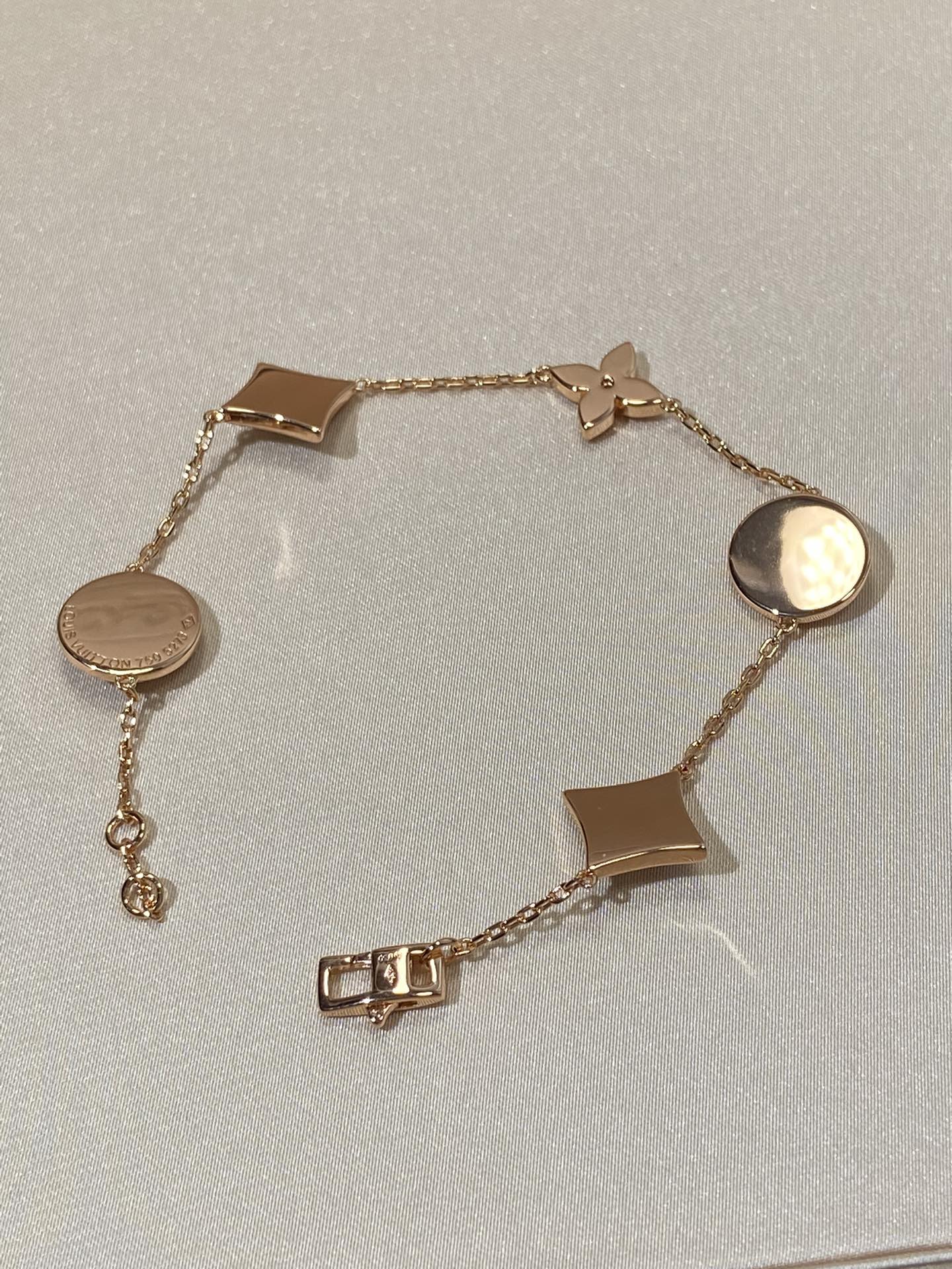[LUXE JEWELRY]STAR AND SUN 5 MOTIF MOP PINK GOLD BRACELET