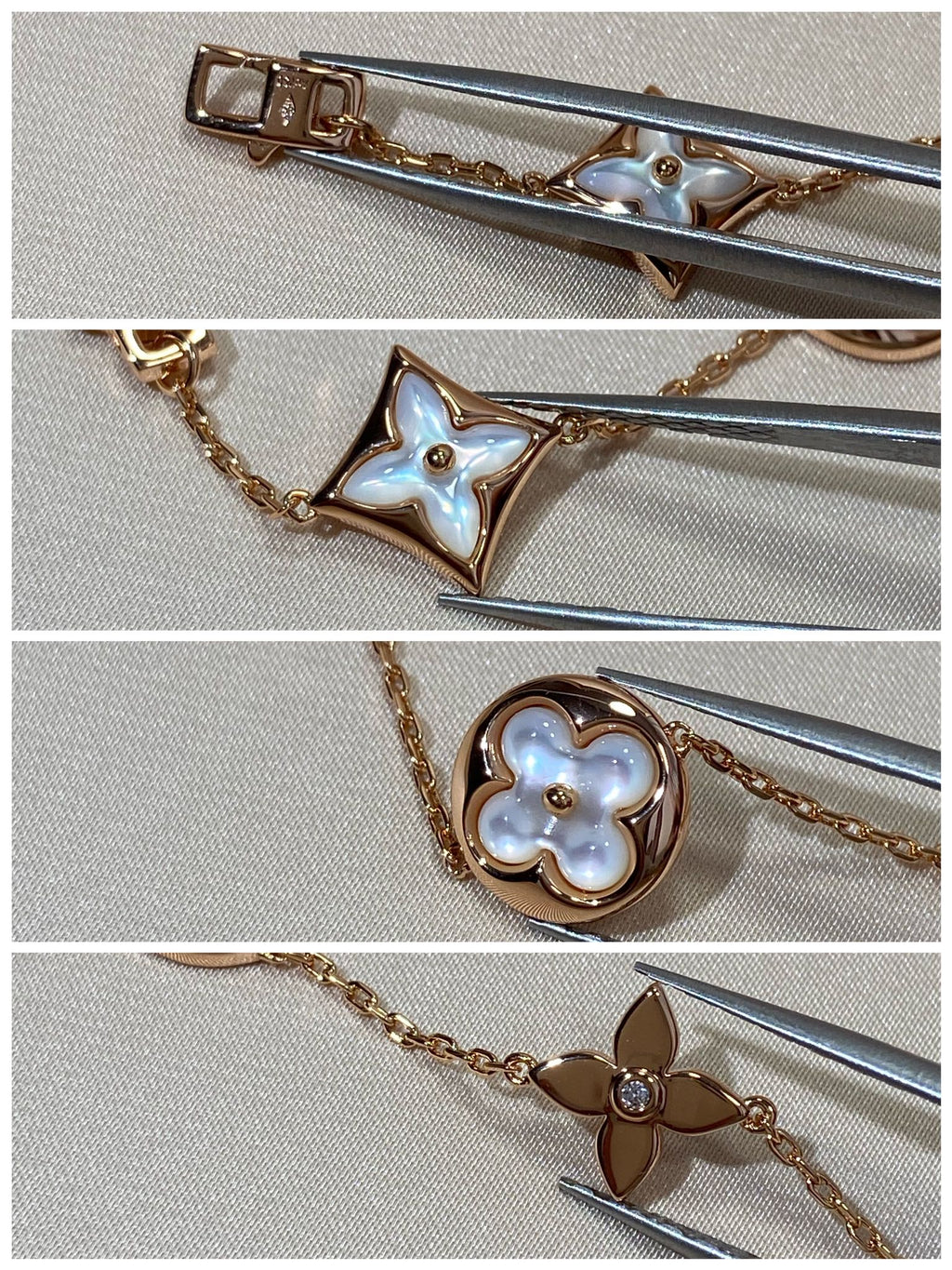 [LUXE JEWELRY]STAR AND SUN 5 MOTIF MOP PINK GOLD BRACELET