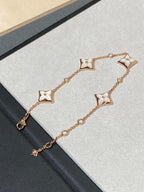 [LUXE JEWELRY]STAR 4 MOTIF MOP DIAMOND PINK GOLD BRACELET