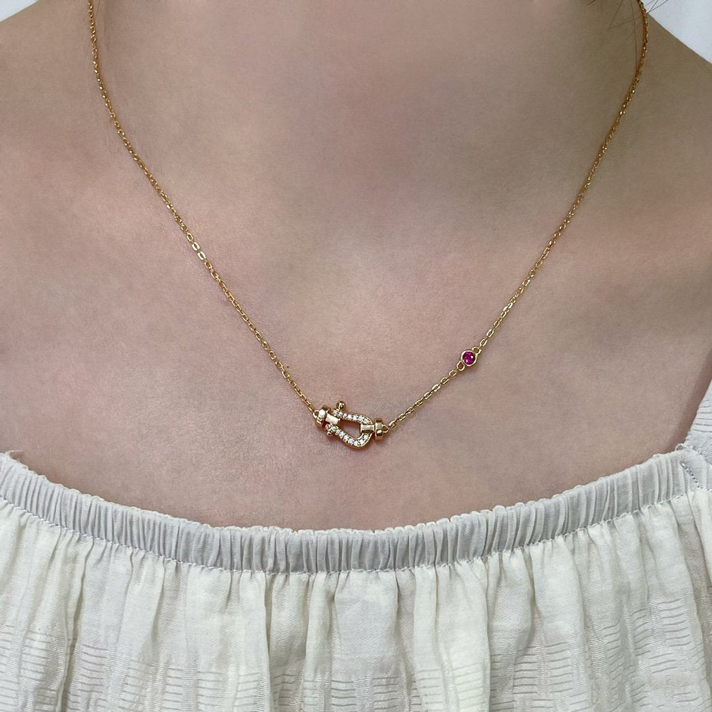 [LUXE JEWELRY]FORCE 10 DIAMOND PINK GOLD NECKLACE