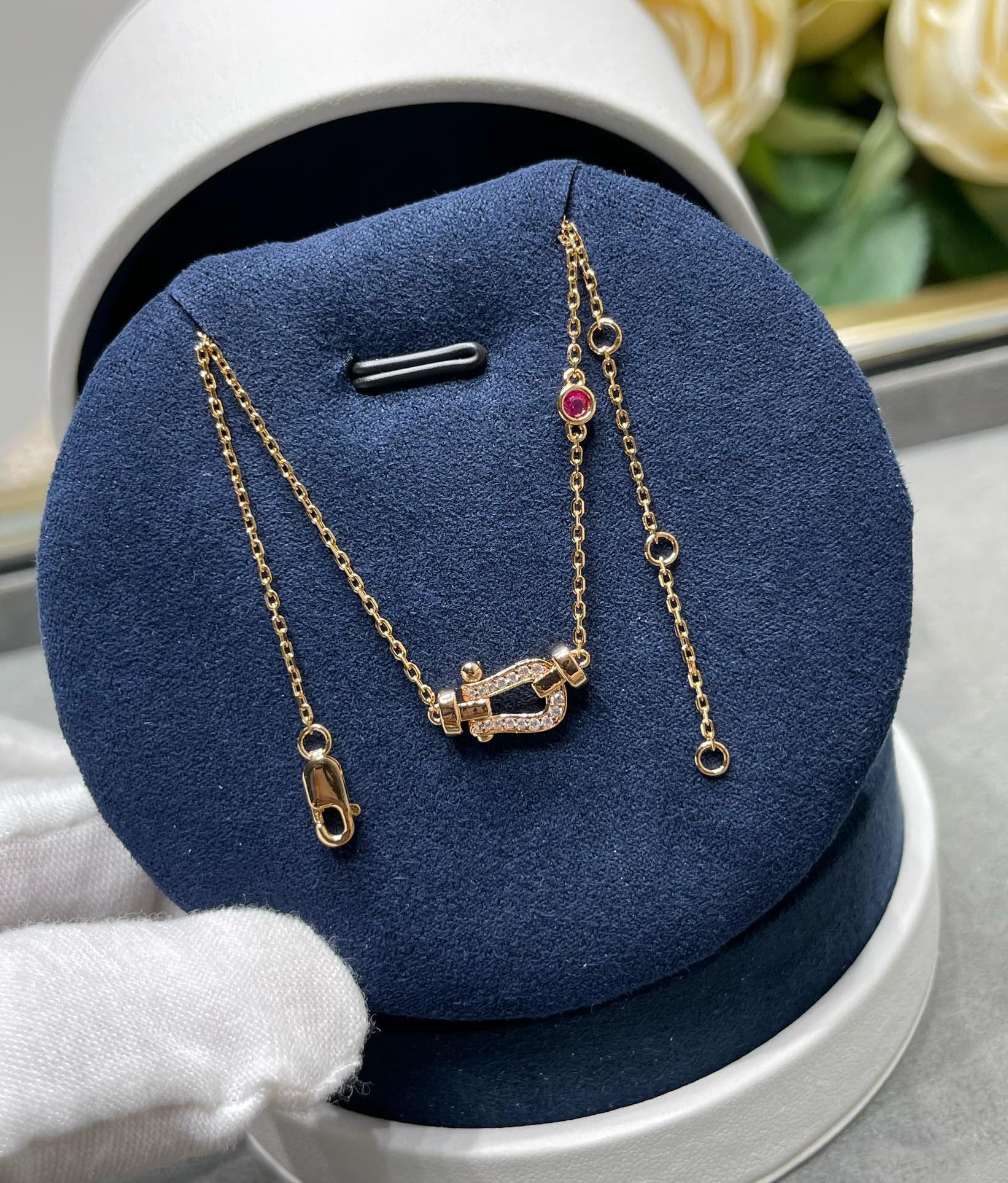 [LUXE JEWELRY]FORCE 10 DIAMOND PINK GOLD NECKLACE