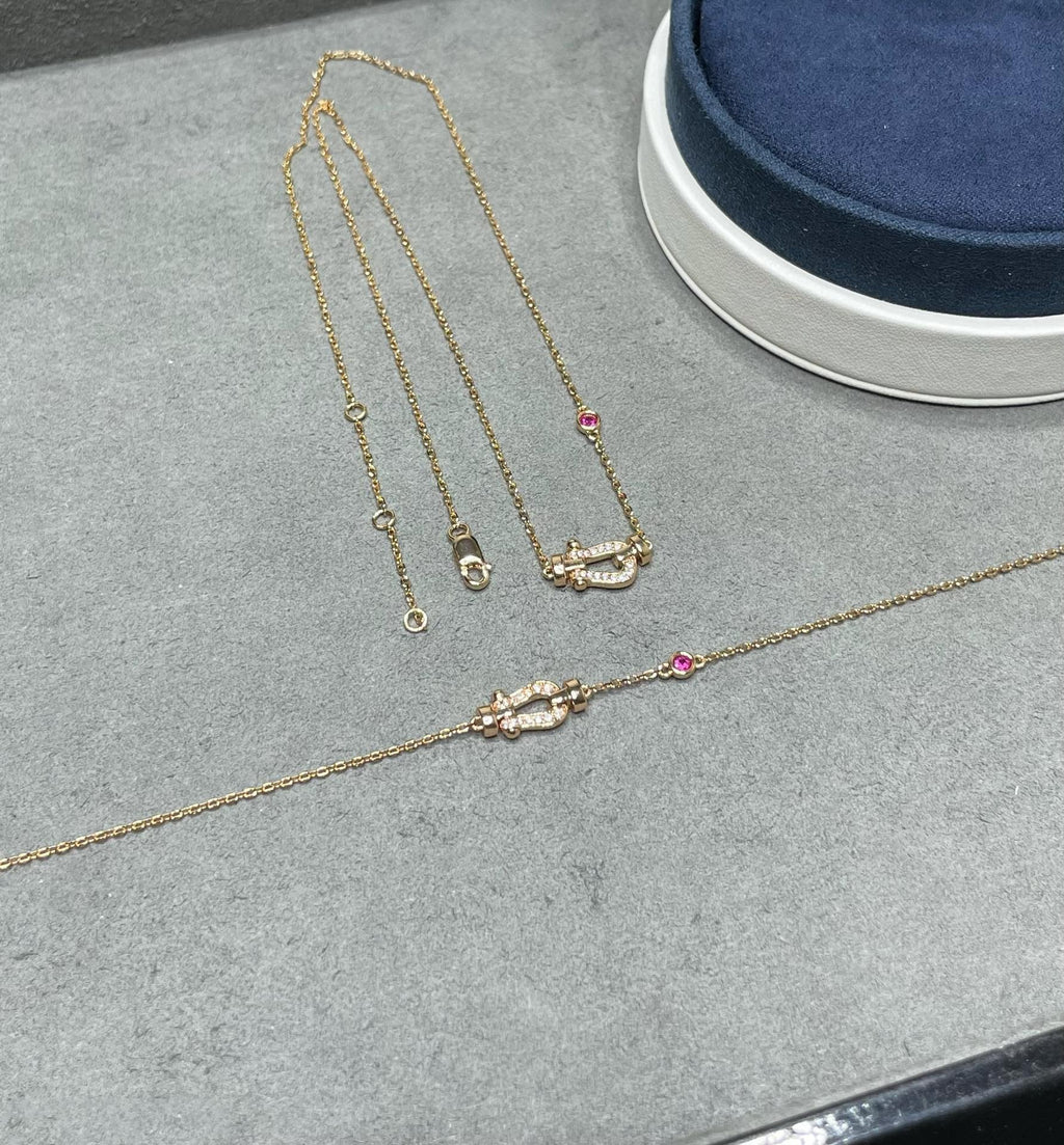 [LUXE JEWELRY]FORCE 10 DIAMOND PINK GOLD NECKLACE