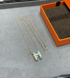 [LUXE JEWELRY]POP H SKY BLUE NECKLACE