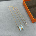 [LUXE JEWELRY]POP H SKY BLUE NECKLACE