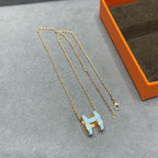 [LUXE JEWELRY]POP H SKY BLUE NECKLACE