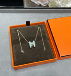 [LUXE JEWELRY]POP H SKY BLUE NECKLACE