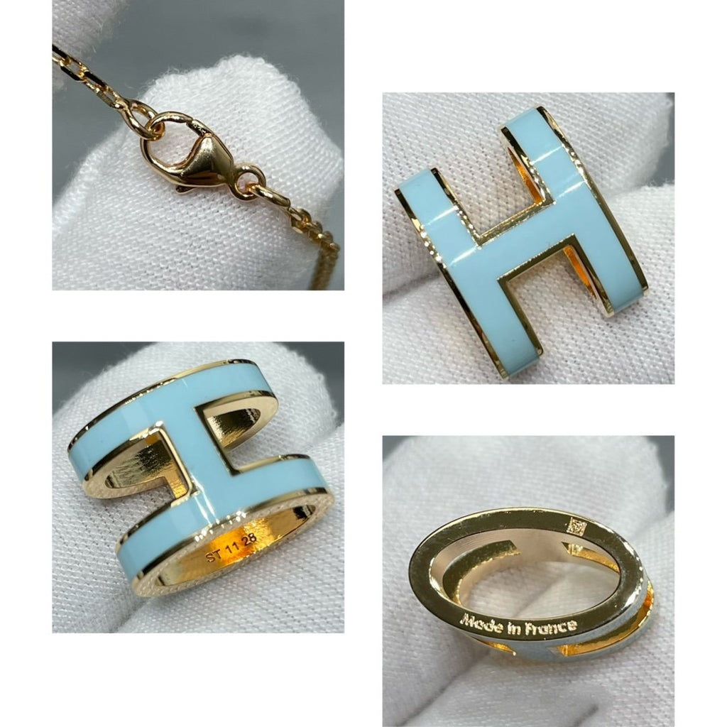[LUXE JEWELRY]POP H SKY BLUE NECKLACE
