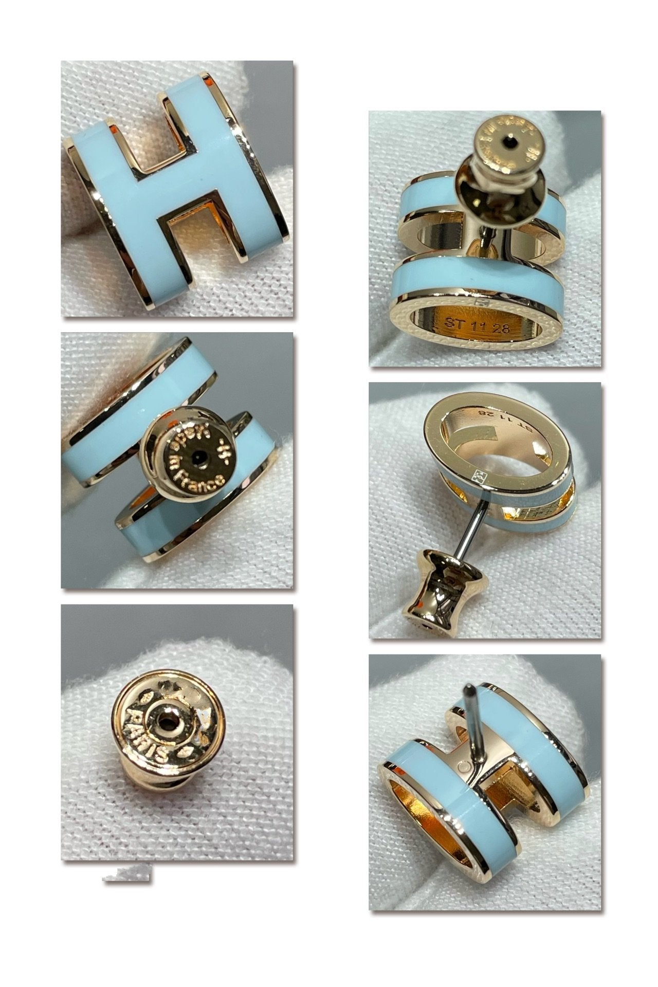 [LUXE JEWELRY]POP H SKY BLUE STUD EARRINGS