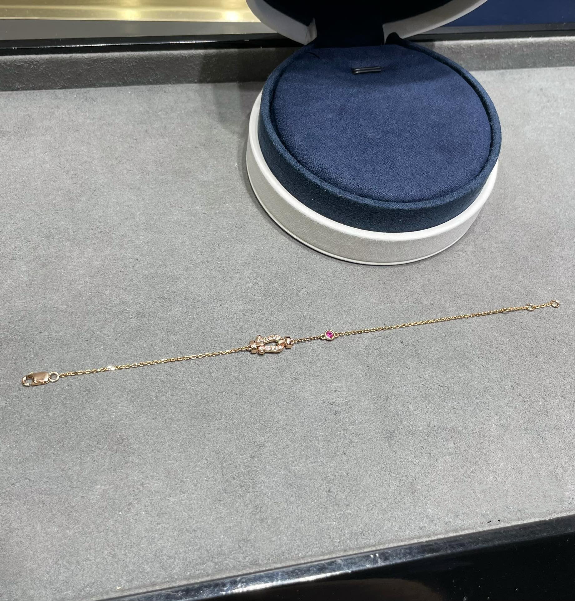 [LUXE JEWELRY]FORCE 10 DIAMOND CHAIN LINK PINK GOLD BRACELET