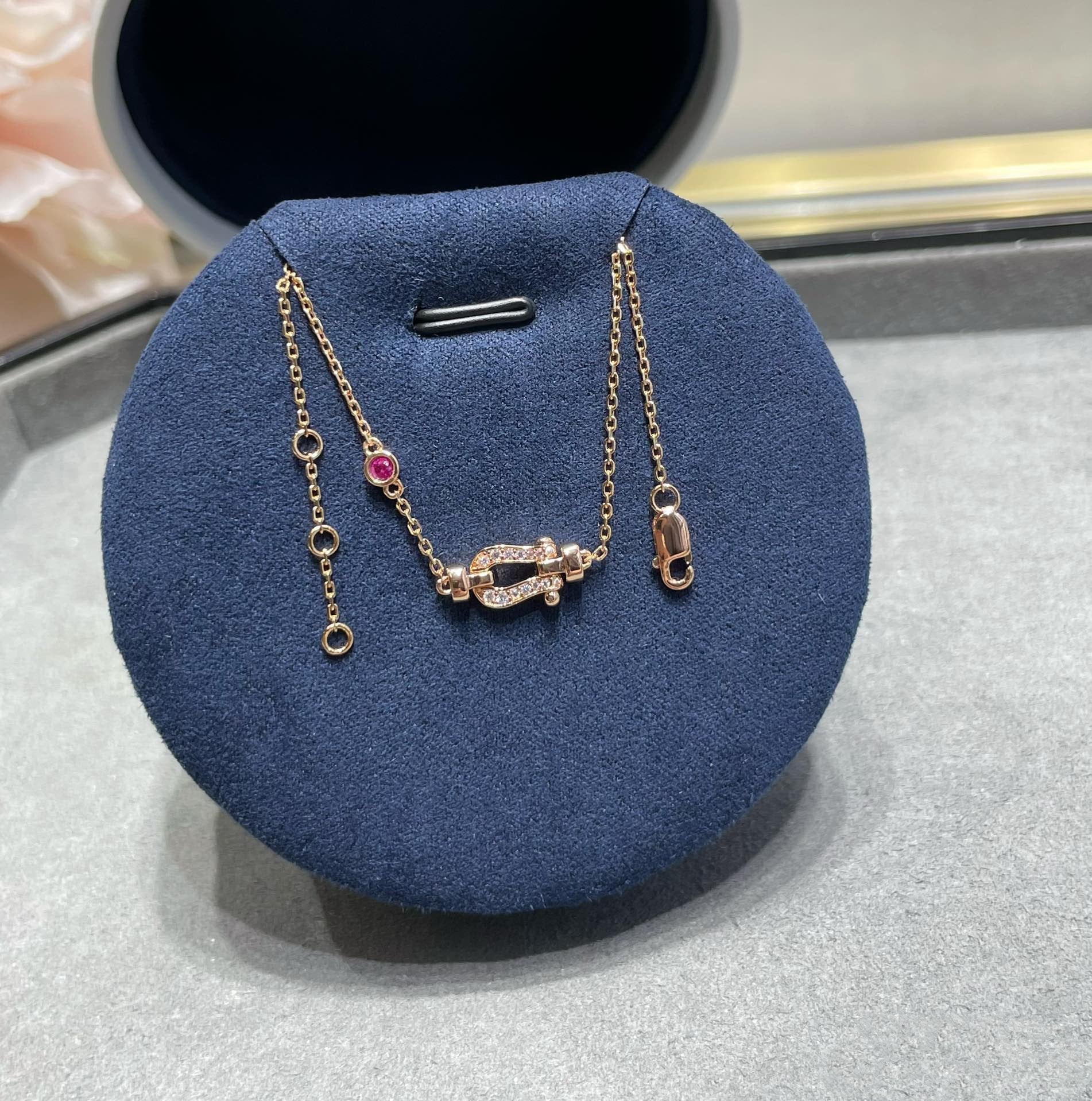 [LUXE JEWELRY]FORCE 10 DIAMOND CHAIN LINK PINK GOLD BRACELET