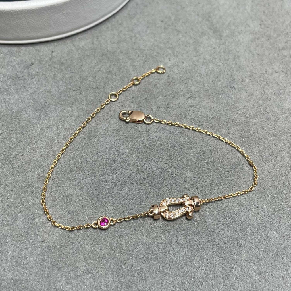 [LUXE JEWELRY]FORCE 10 DIAMOND CHAIN LINK PINK GOLD BRACELET