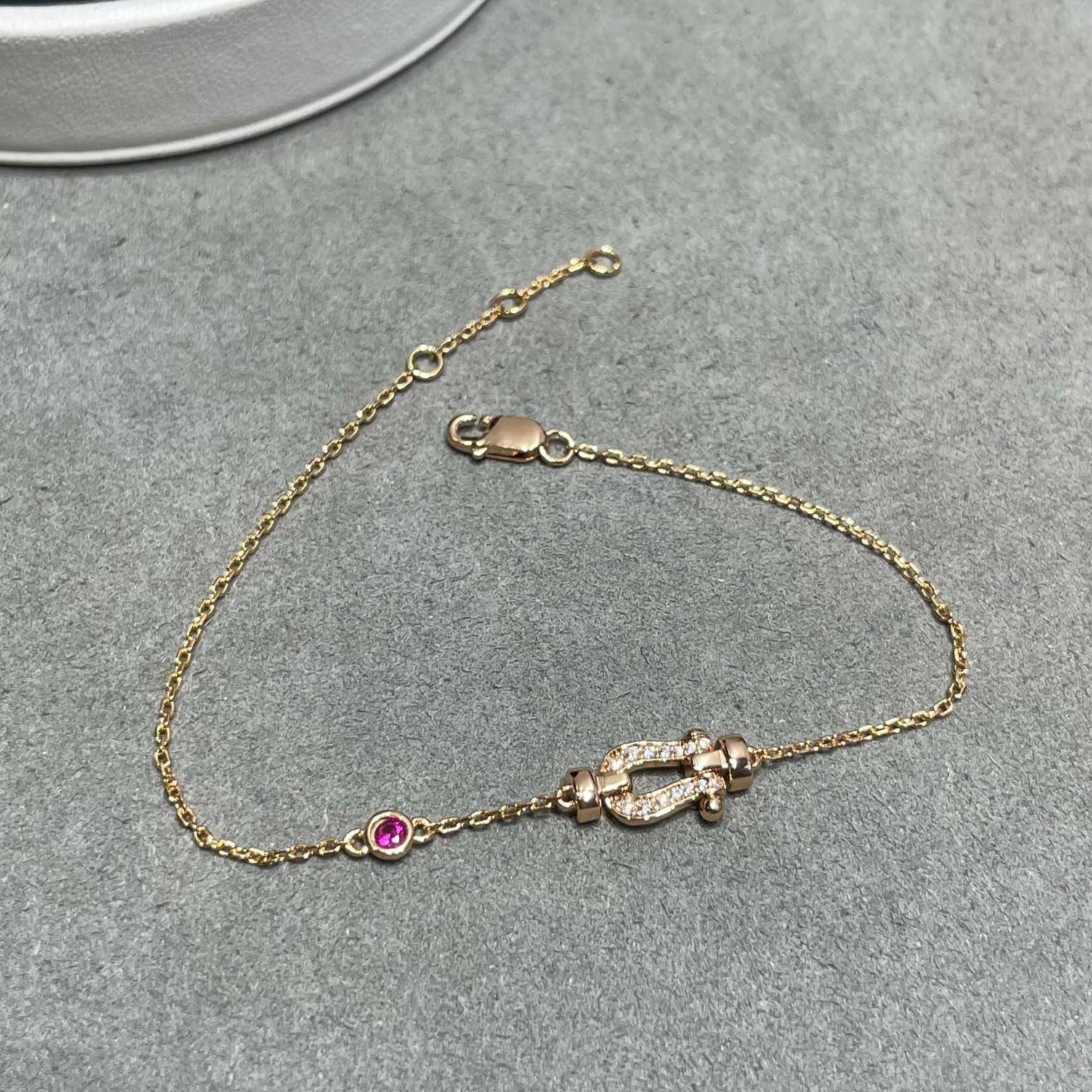 [LUXE JEWELRY]FORCE 10 DIAMOND CHAIN LINK PINK GOLD BRACELET