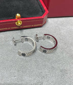 [Luxe]LOVE CERAMIC DIAMOND PAVED SILVER EARRINGS