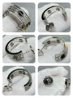[LUXE JEWELRY] LOVE CERAMIC DIAMOND PAVED SILVER EARRINGS