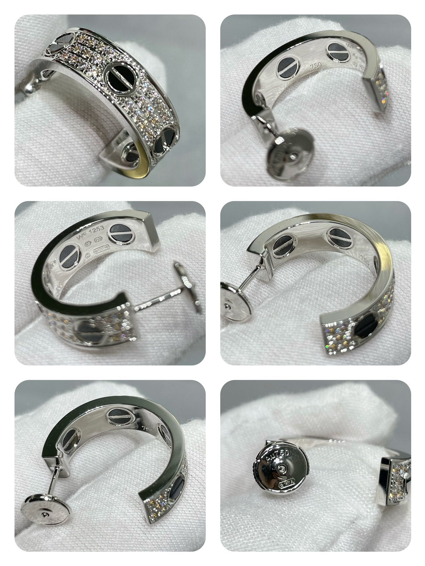 [LUXE JEWELRY] LOVE CERAMIC DIAMOND PAVED SILVER EARRINGS