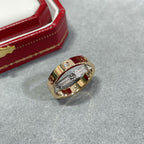 [LUXE JEWELRY] LOVE PINK GOLD SILVER DIAMOND DOUBLE RING