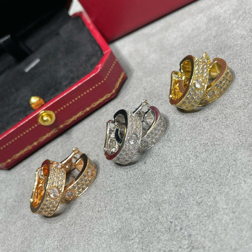 [LUXE JEWELRY] LOVE 5.5MM DIAMOND PAVED EARRINGS