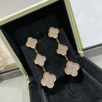 [LUXE JEWELRY]CLOVER 3 MOTIFS DIAMOND PAVED ROSE GOLD EARRINGS