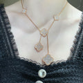 [LUXE JEWELRY]CLOVER 6 MOTIF DIAMOND PAVED NECKLACE
