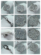 [LUXE JEWELRY]CLOVER 6 MOTIF DIAMOND PAVED NECKLACE