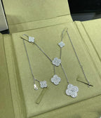 [LUXE JEWELRY]CLOVER 6 MOTIF DIAMOND PAVED NECKLACE