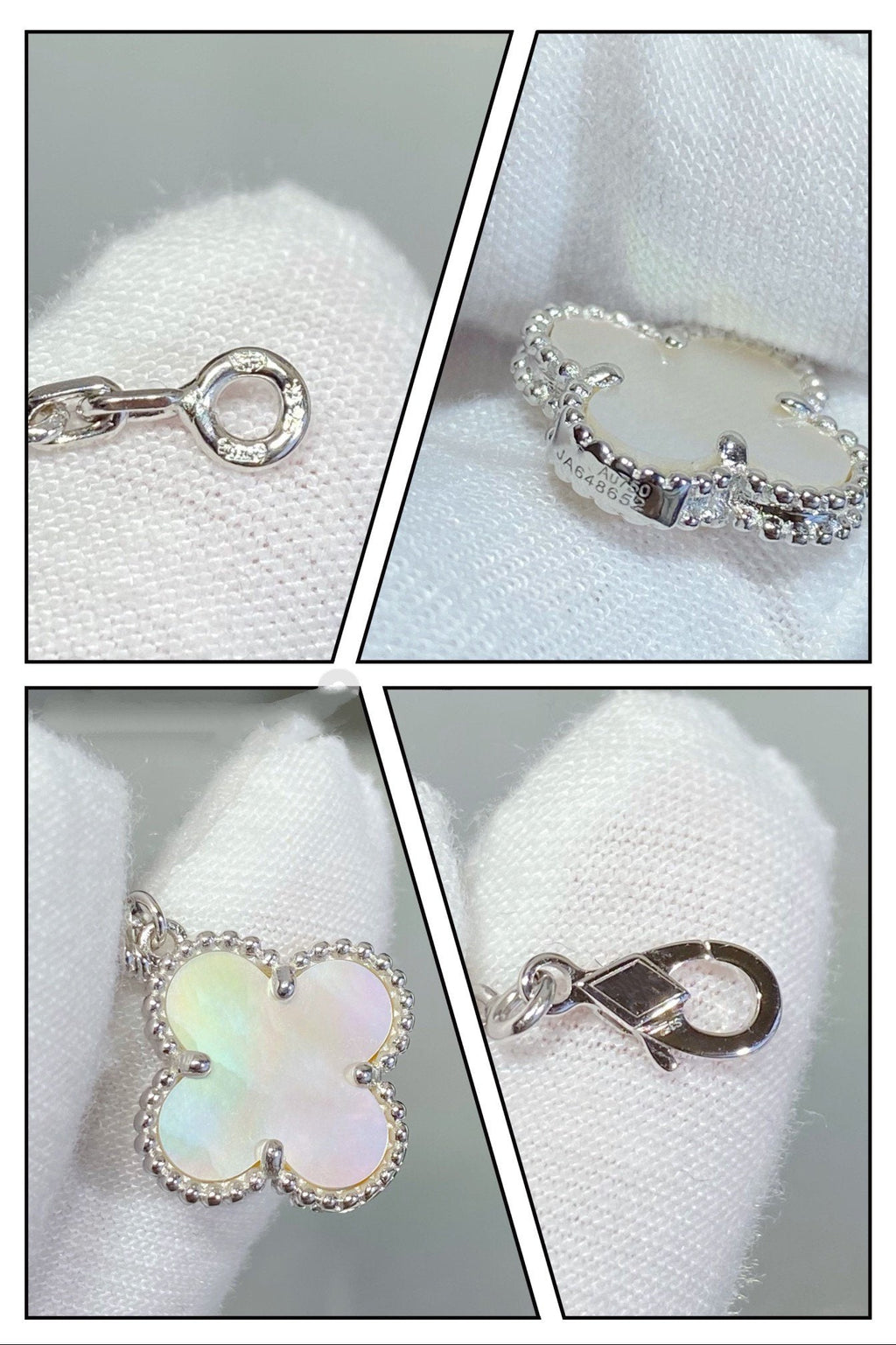 [LUXE JEWELRY]CLOVER 5 MOTIF WHITE MOP SILVER BRACELET