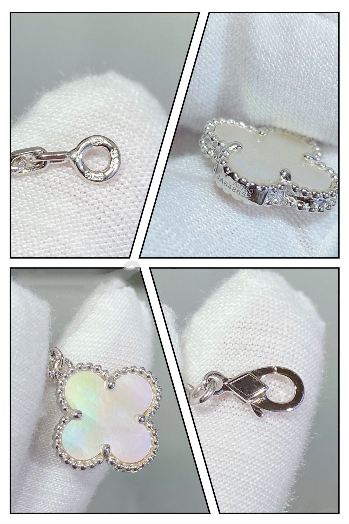 [LUXE JEWELRY]CLOVER 5 MOTIF WHITE MOP SILVER BRACELET