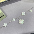 [LUXE JEWELRY]CLOVER 5 MOTIF WHITE MOP SILVER BRACELET