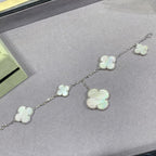 [LUXE JEWELRY]CLOVER 5 MOTIF WHITE MOP SILVER BRACELET