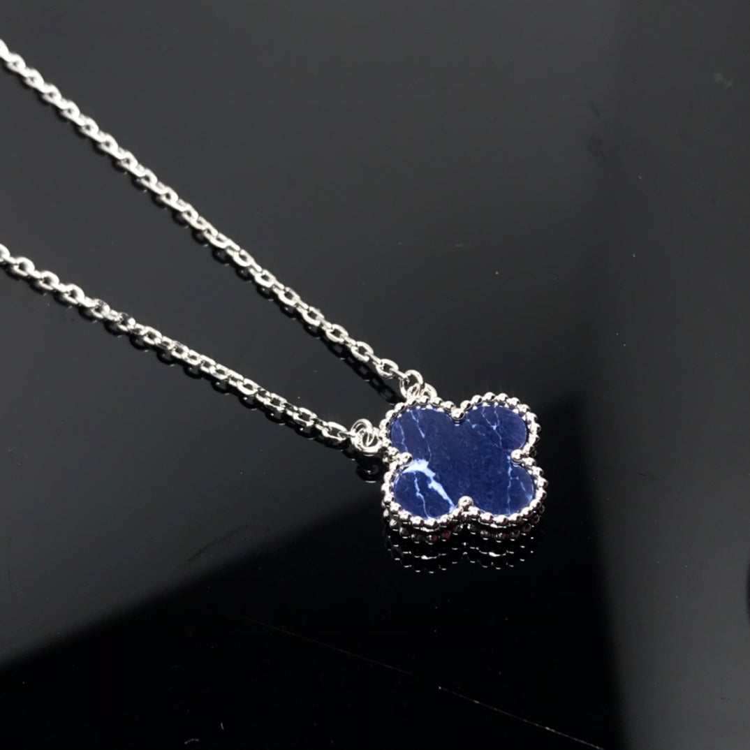 [LUXE JEWELRY]CLOVER PIETERSITE SILVER LONG NECKLACE