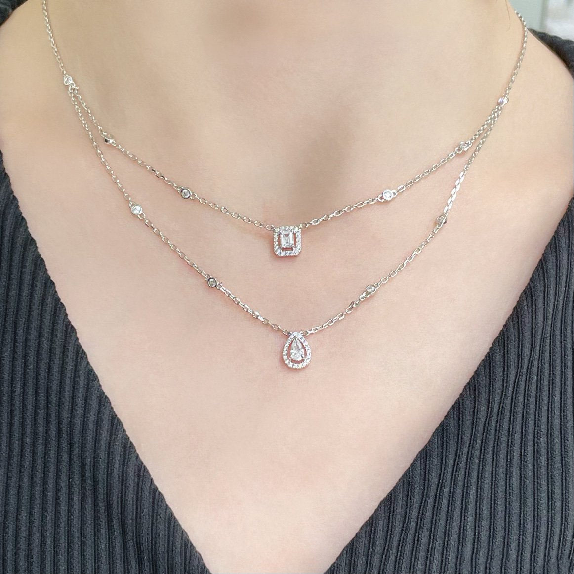 [Luxe Jewellery] MY TWIN 2 ROW DIAMOND NECKLACE