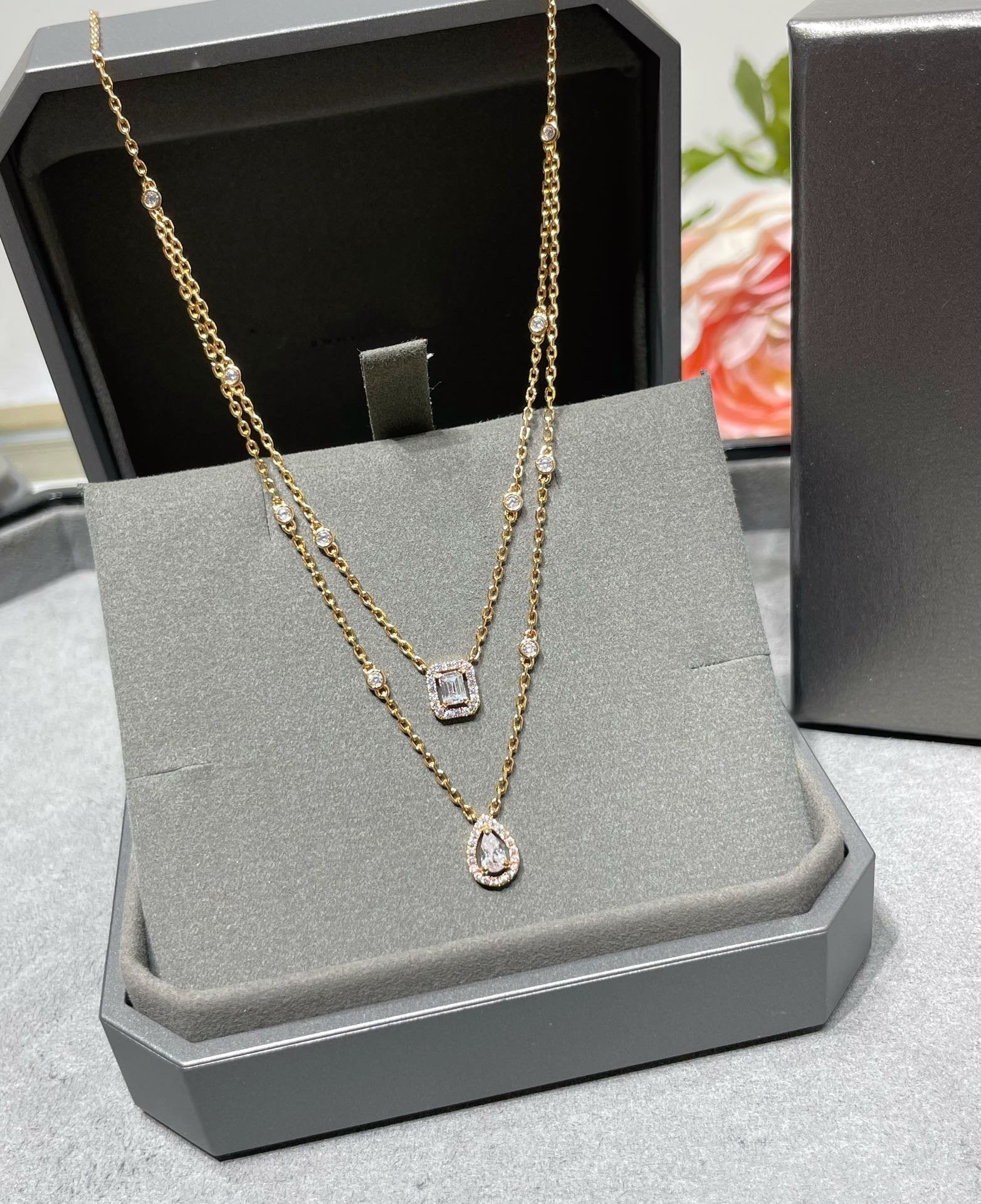 [Luxe Jewellery] MY TWIN 2 ROW DIAMOND NECKLACE