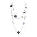 [LUXE JEWELRY]CLOVER 16 MOTIF CHALCEDONY MOP SILVER NECKLACE