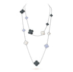[LUXE JEWELRY]CLOVER 16 MOTIF CHALCEDONY MOP SILVER NECKLACE