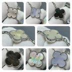 [LUXE JEWELRY]CLOVER 16 MOTIF CHALCEDONY MOP SILVER NECKLACE