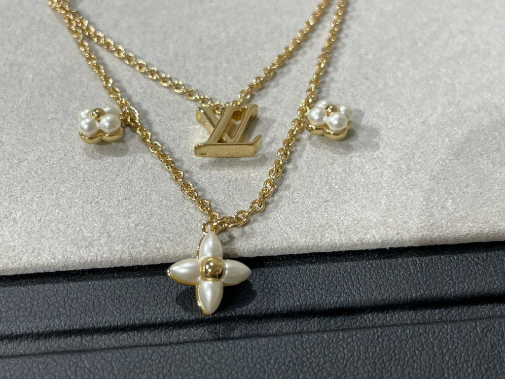 [LUXE JEWELRY]FLOWERGRAM GOLD MOP DOUBLE ROW NECKLACE