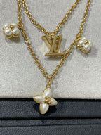 [LUXE JEWELRY]FLOWERGRAM GOLD MOP DOUBLE ROW NECKLACE