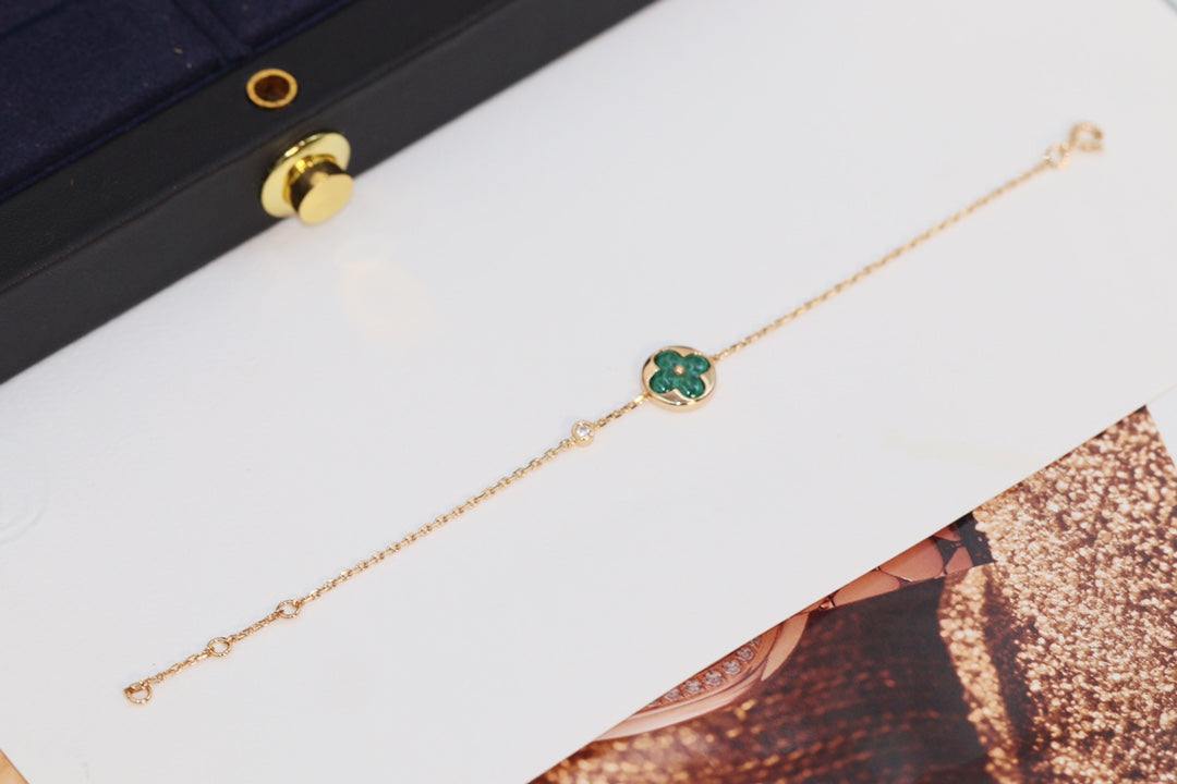 [LUXE JEWELRY]STAR AND SUN 4 MOTIF PINK GOLD MALACHITE BRACELET