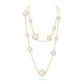 [LUXE JEWELRY]CLOVER 16 MOTIF WHITE MOP GOLD NECKLACE