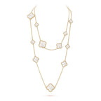 [LUXE JEWELRY]CLOVER 16 MOTIF WHITE MOP GOLD NECKLACE