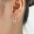 [LUXE JEWELRY]MOVE UNO STUD DIAMOND PAVED EARRINGS