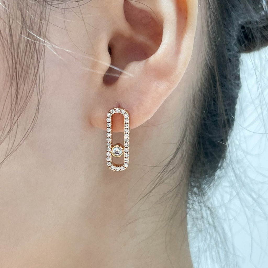[Luxe Jewellery] MOVE UNO STUD DIAMOND PAVED EARRINGS