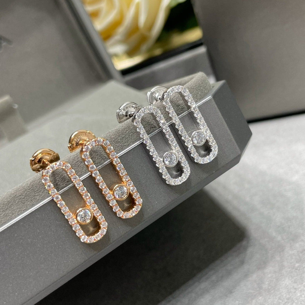 [Luxe Jewellery] MOVE UNO STUD DIAMOND PAVED EARRINGS